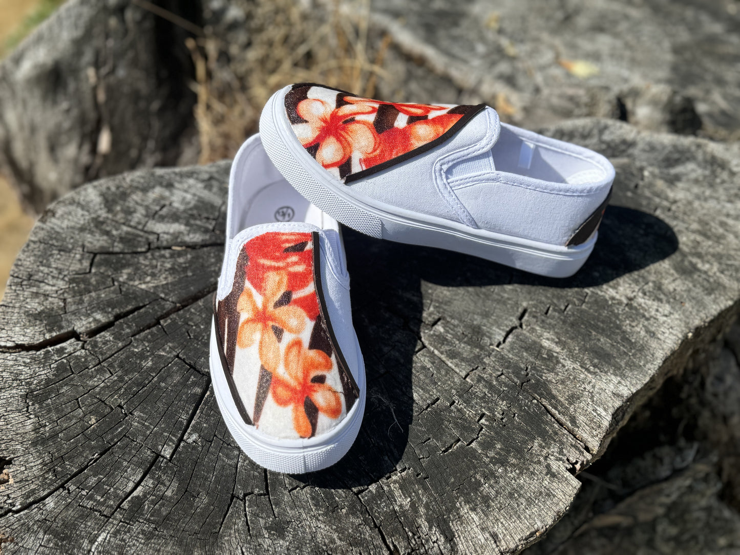Custom Slip-On Orange & Brown Poly Design RTS