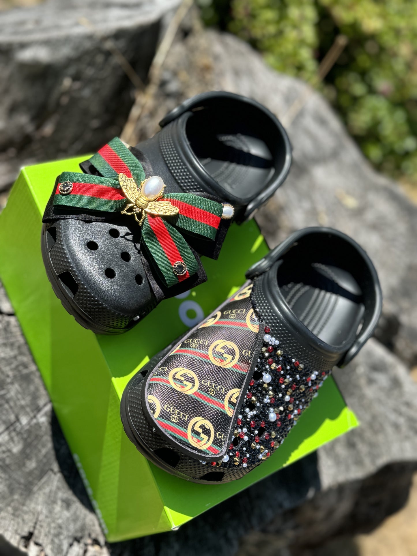 Custom Crocs Black Gucci Design RTS