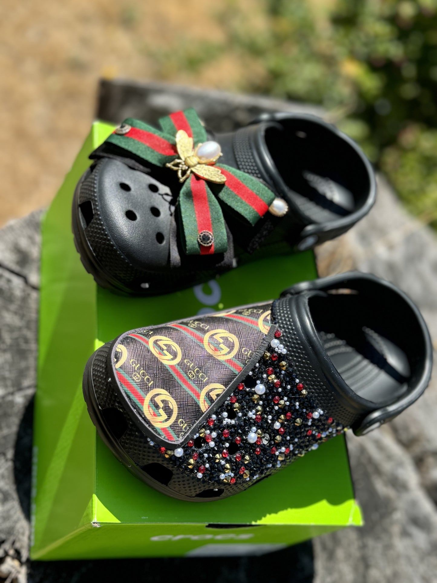 Custom Crocs Black Gucci Design RTS