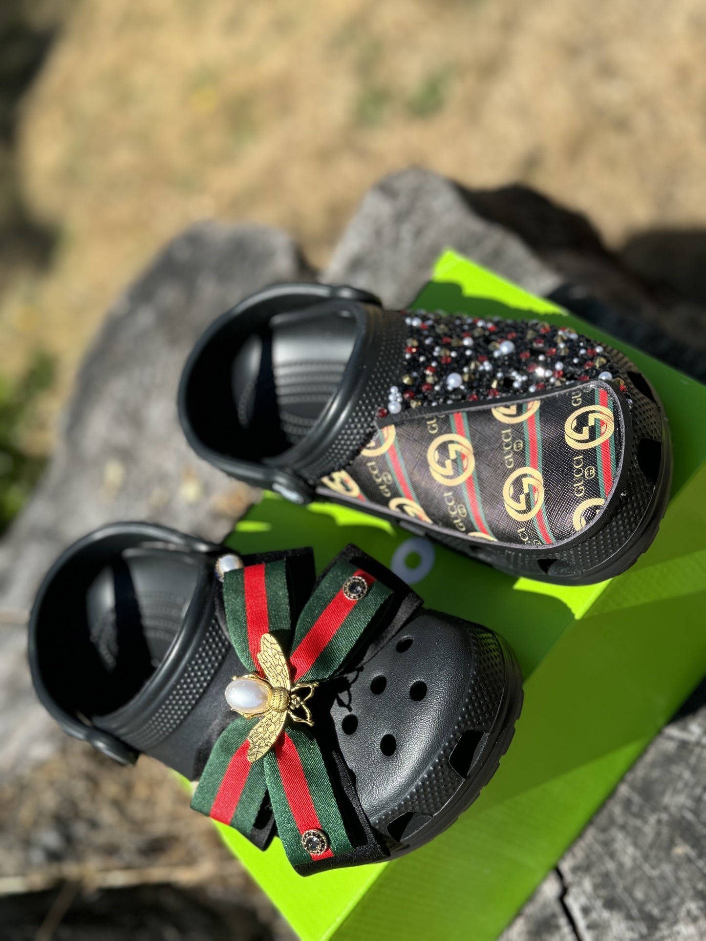 Custom Crocs Black Gucci Design RTS