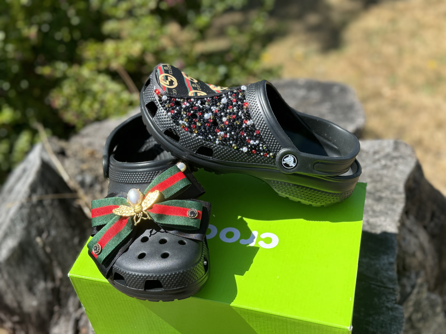 Custom Crocs Black Gucci Design RTS
