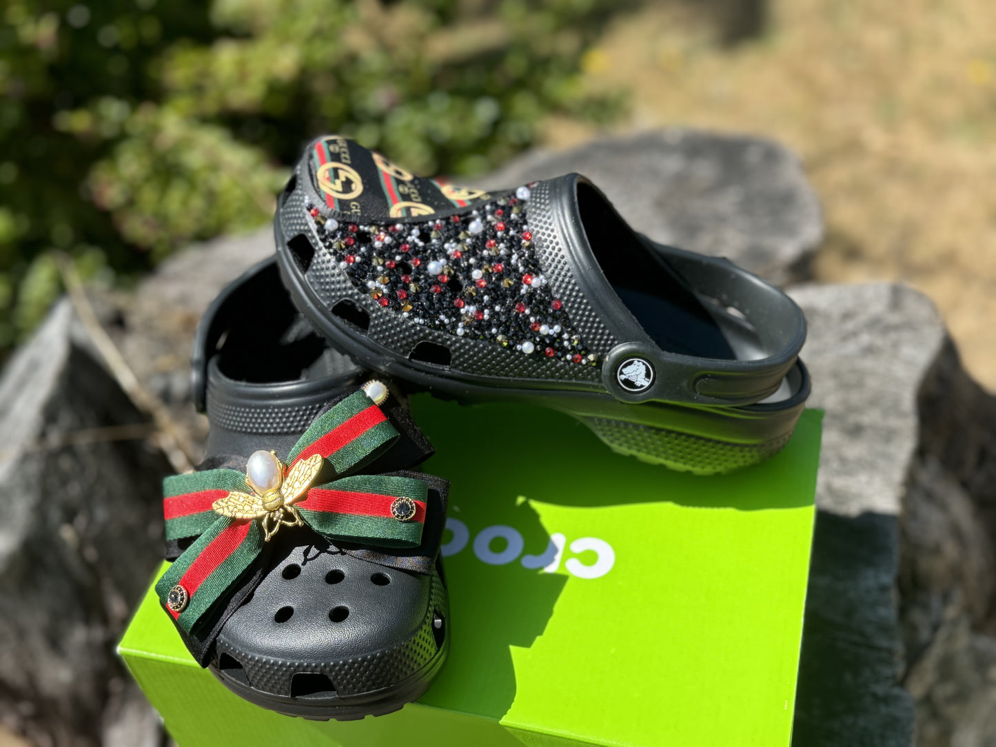 Custom Crocs Black Gucci Design RTS