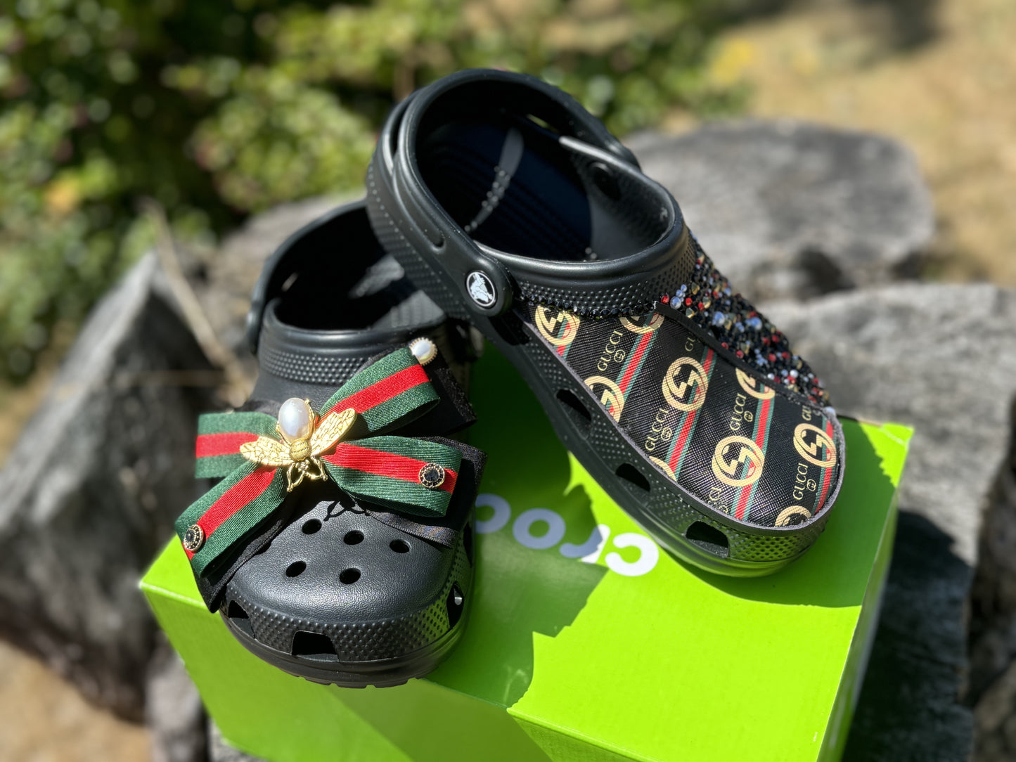 Custom Crocs Black Gucci Design RTS