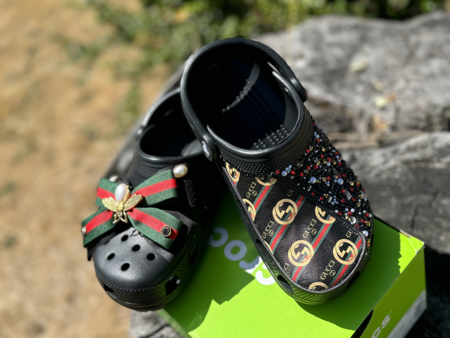 Custom Crocs Black Gucci Design RTS