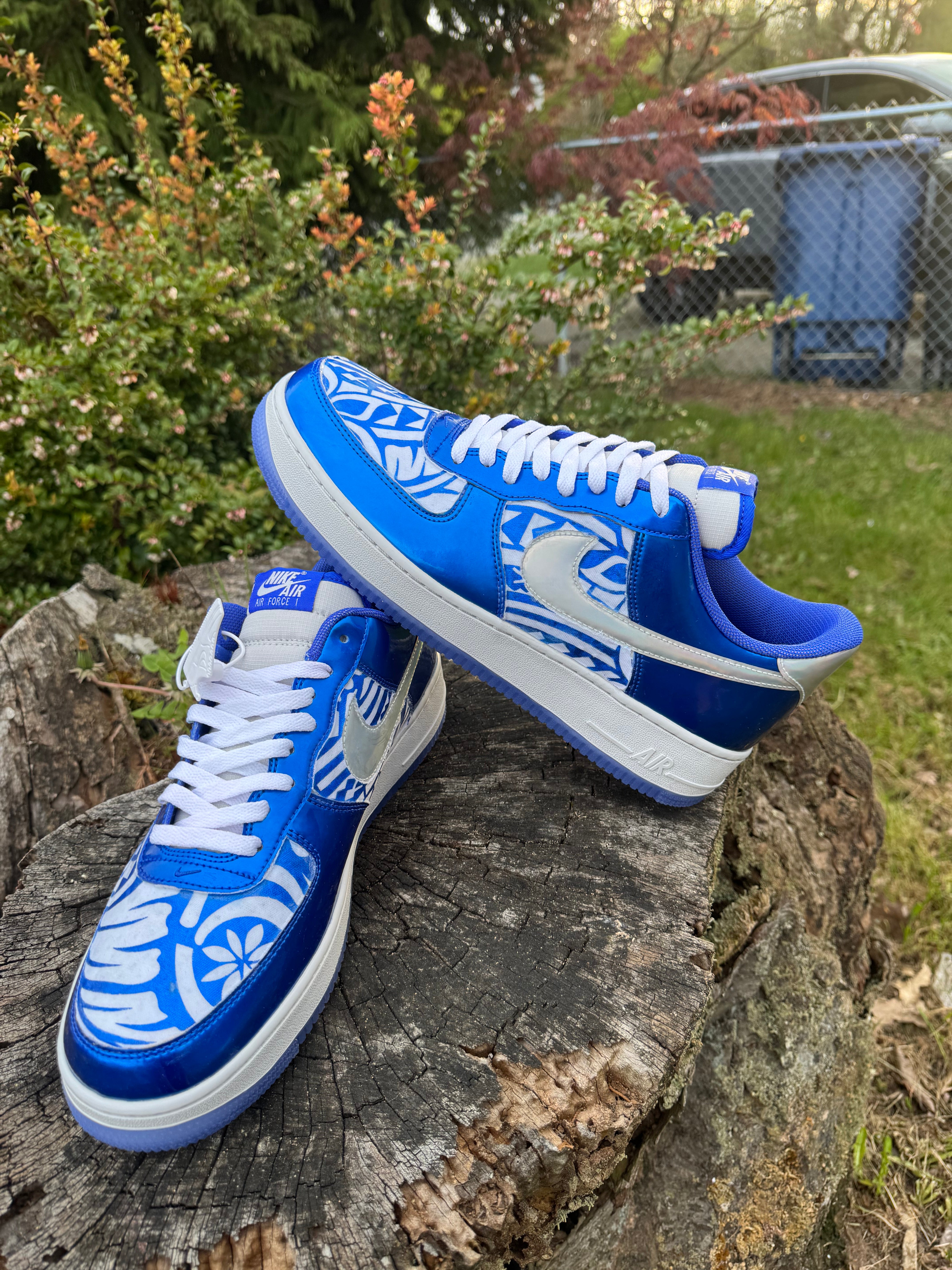 AF1 Blue/White Metallic Tribal #20 Size 12M 💗 Main image