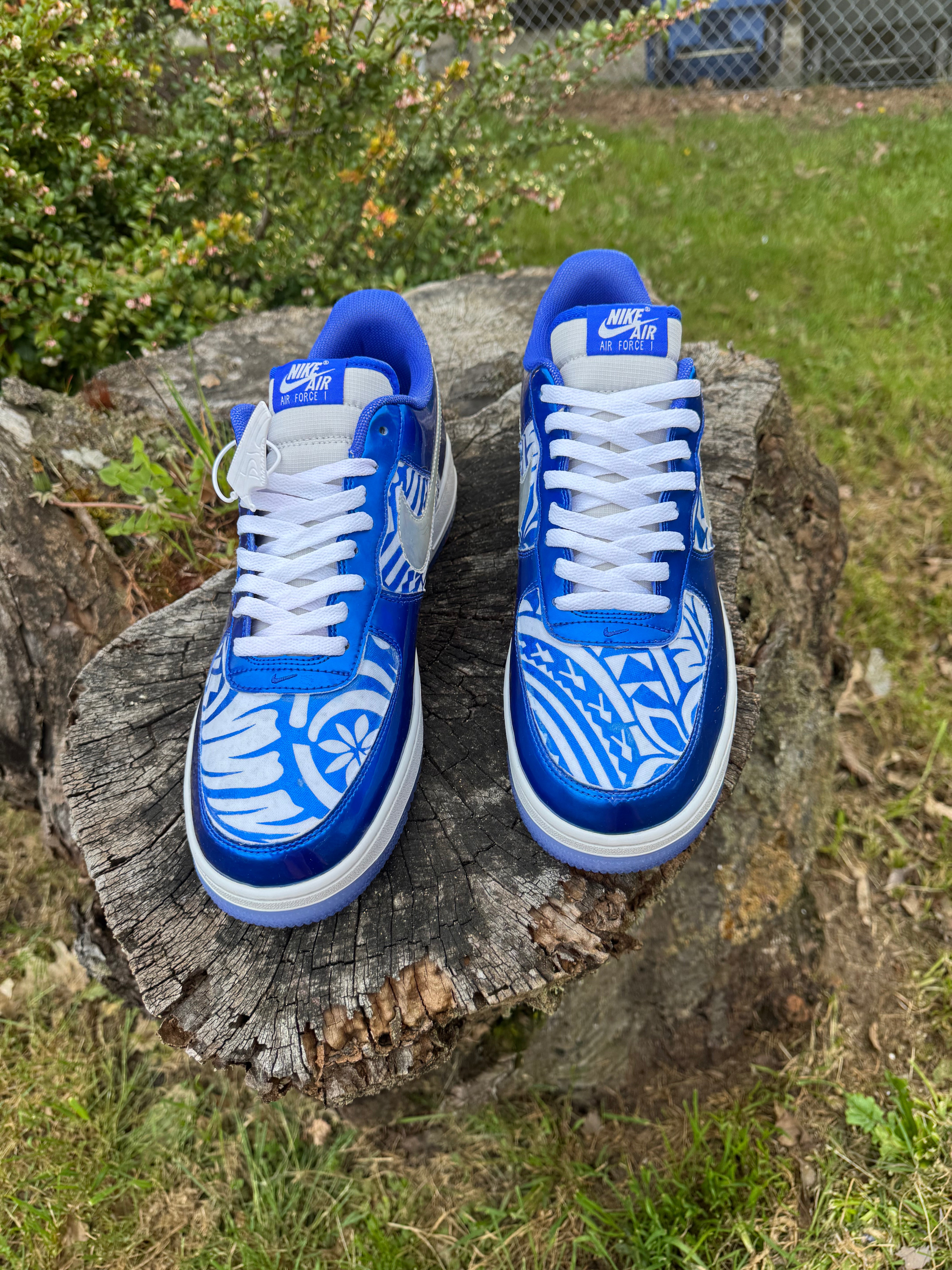 AF1 Blue/White Metallic Tribal #20 Size 12M 💗 Secondary image
