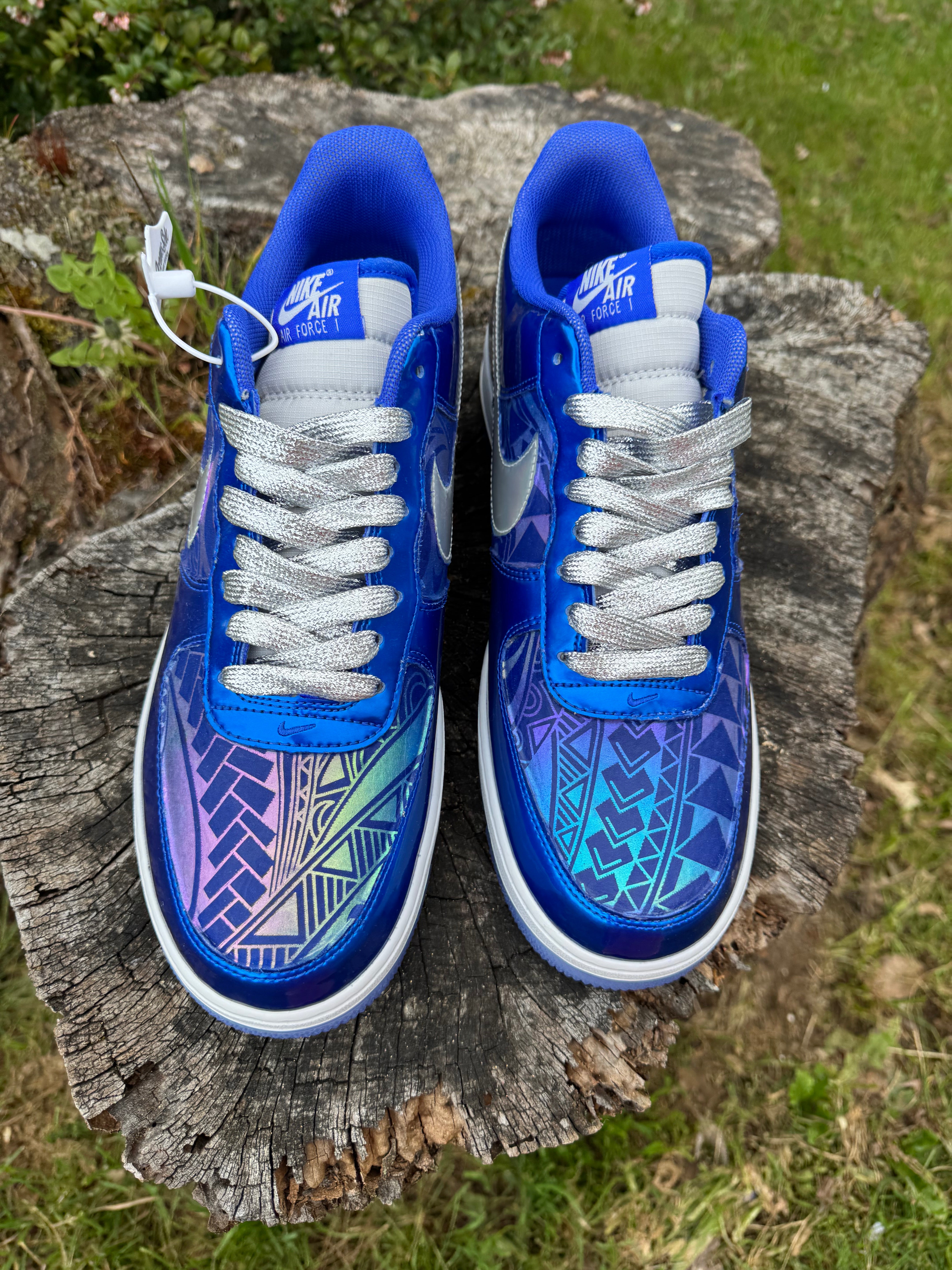 AF1 Blue/Iridescent Tribal #22 Size 12M 💗 Secondary image