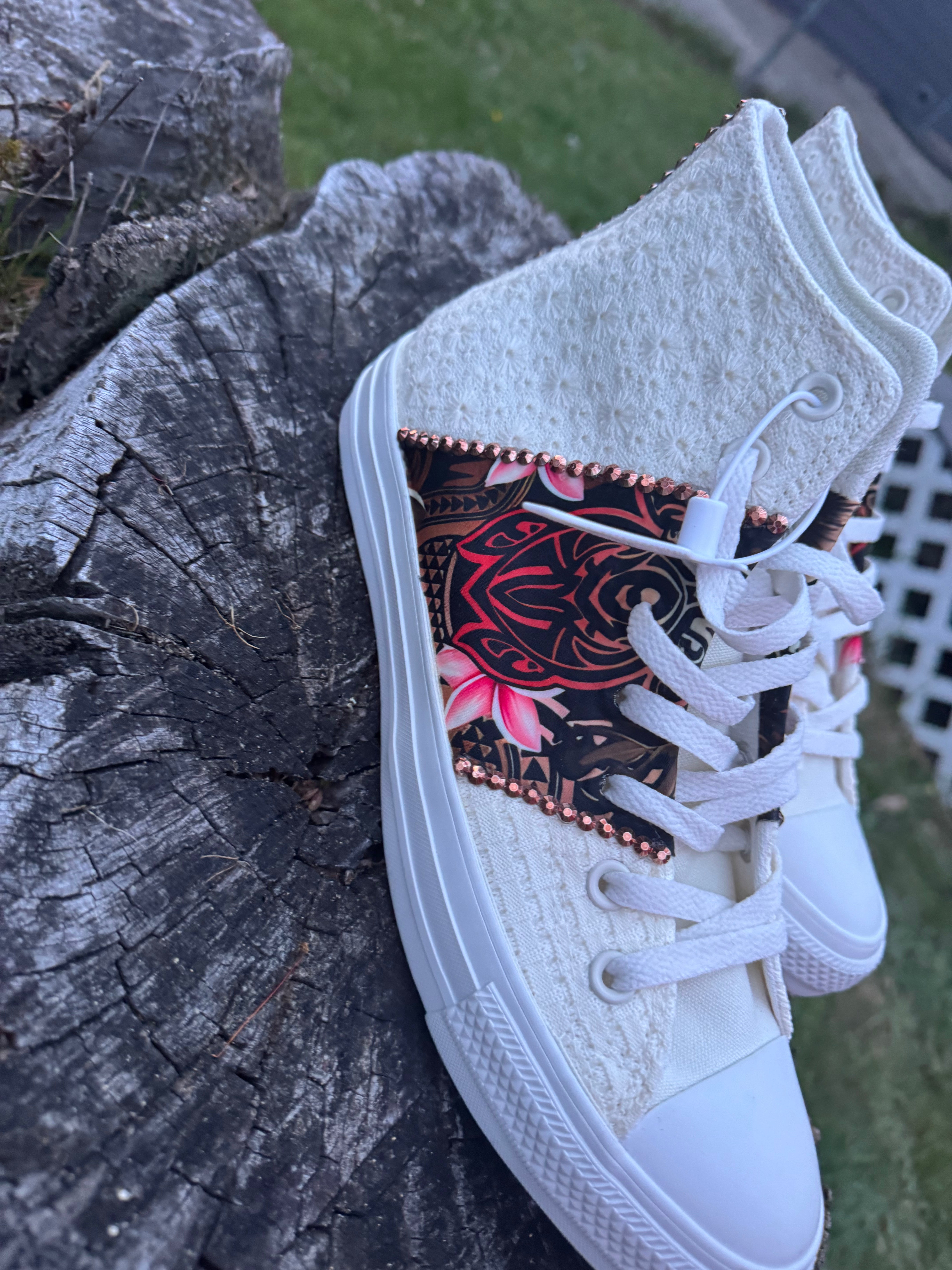 Converse Hightop Brown/Orange Turtle Tribal #38 Size 10W 💗 Main image