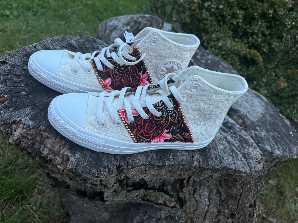 Converse Hightop Brown/Orange Turtle Tribal #38 Size 10W 💗
