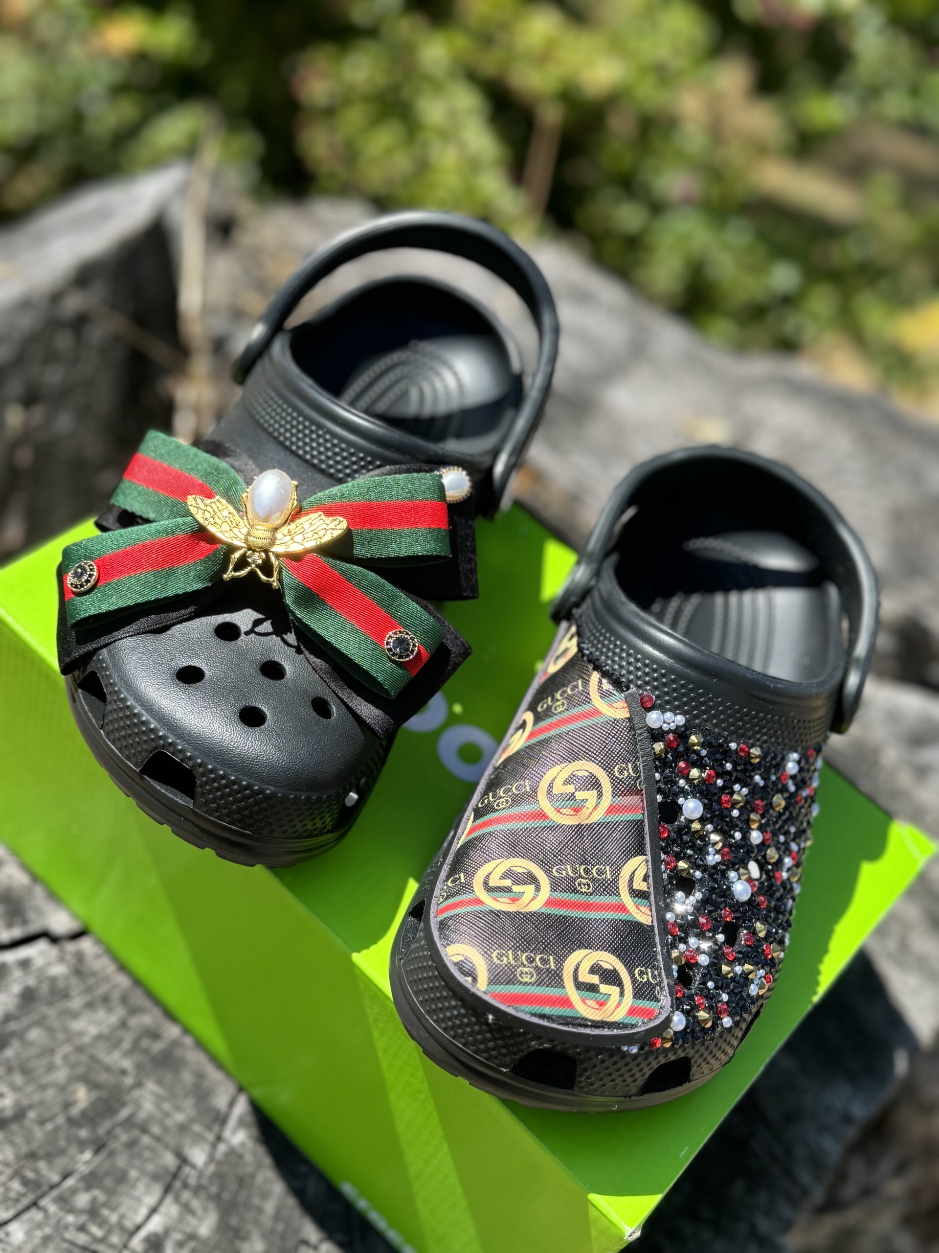 Custom Crocs Black Gucci stores Design RTS
