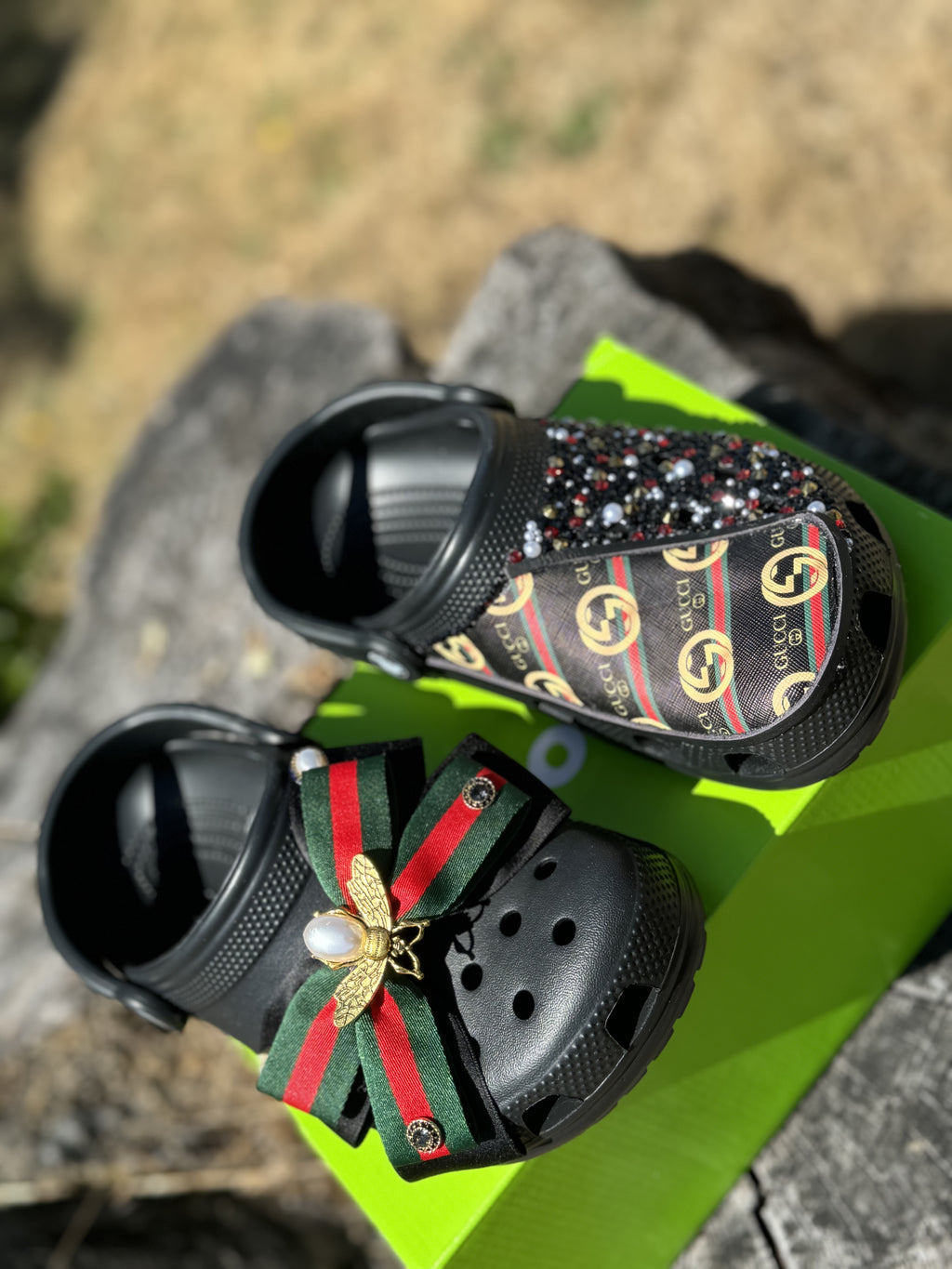 Custom Crocs Black Gucci Design RTS
