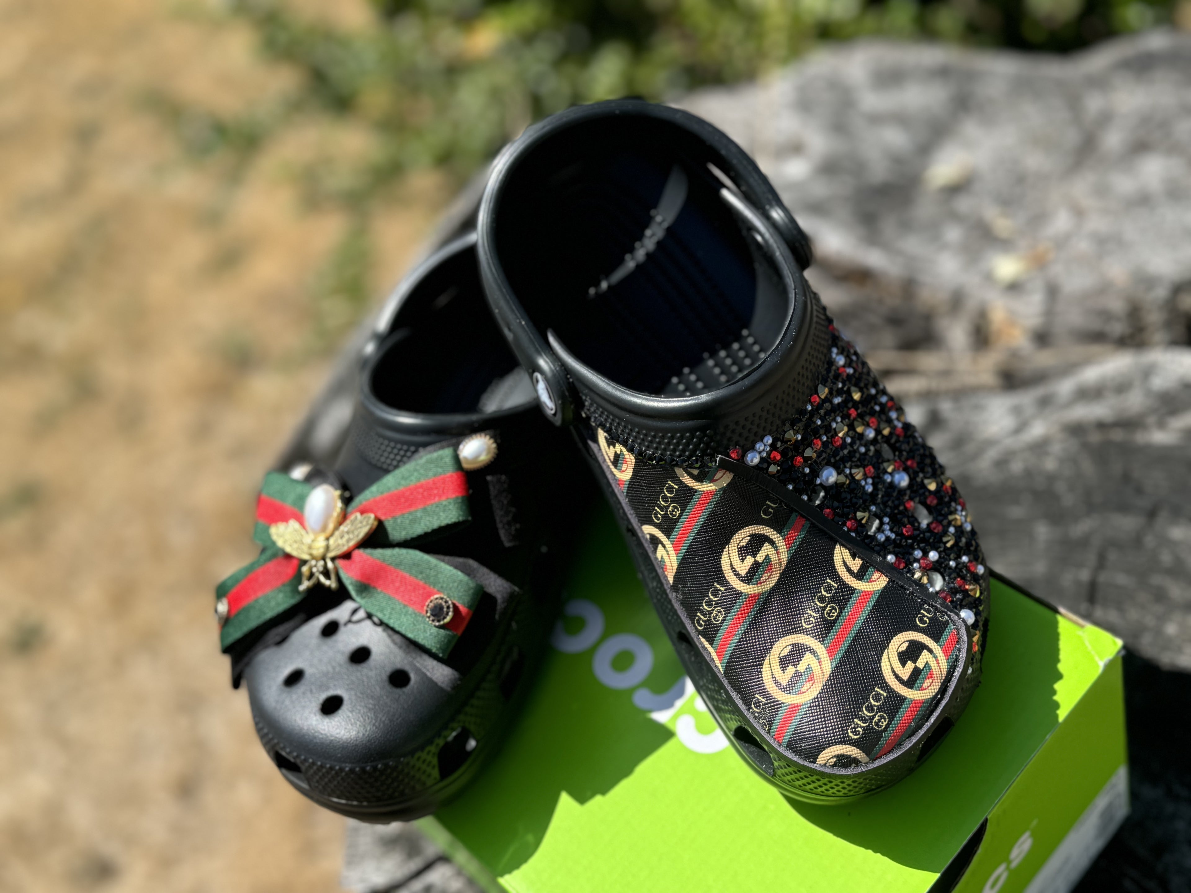 Custom Crocs Black Gucci Design RTS