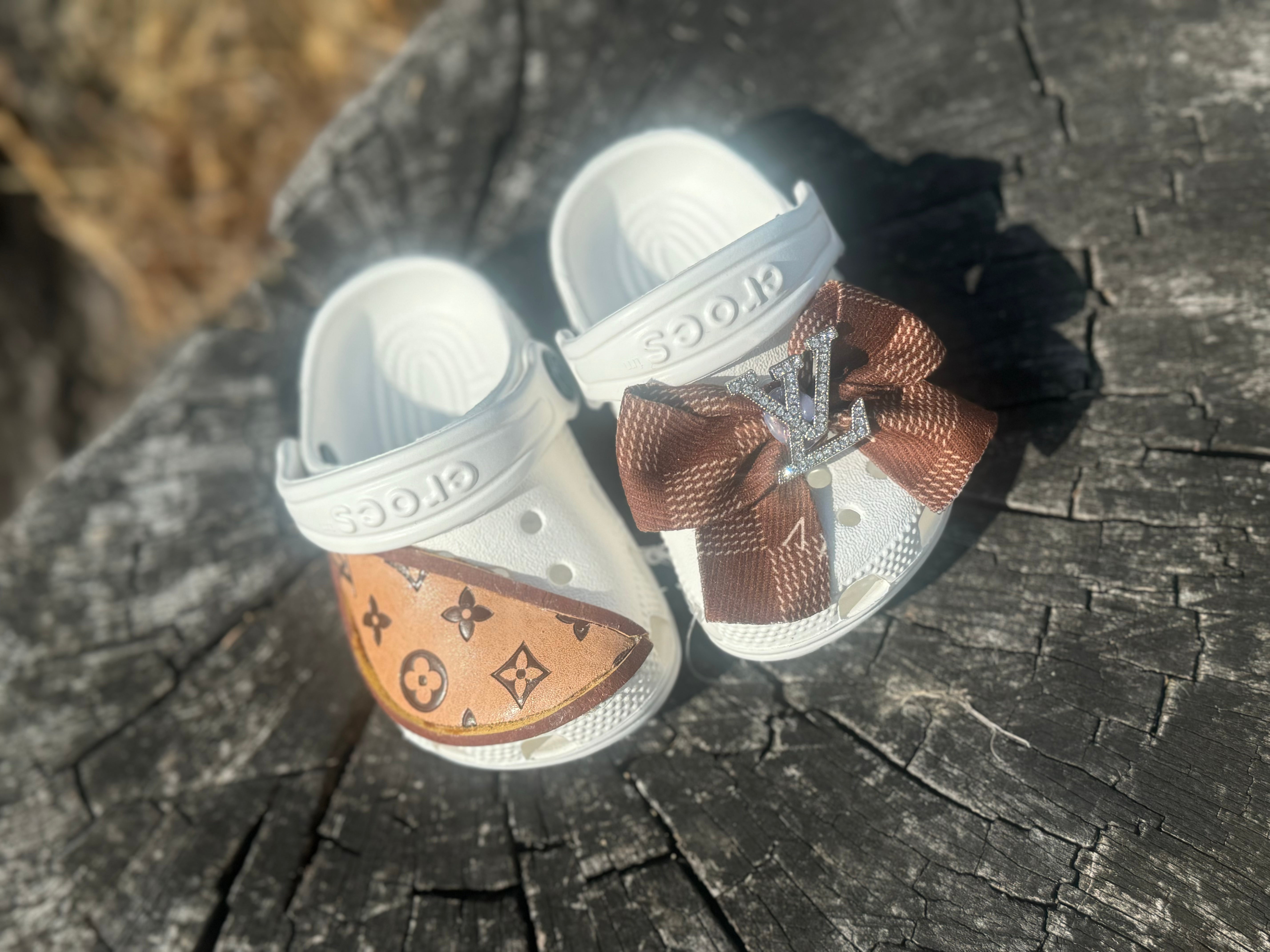 Custom Baby Crocs White LV Design RTS Main image