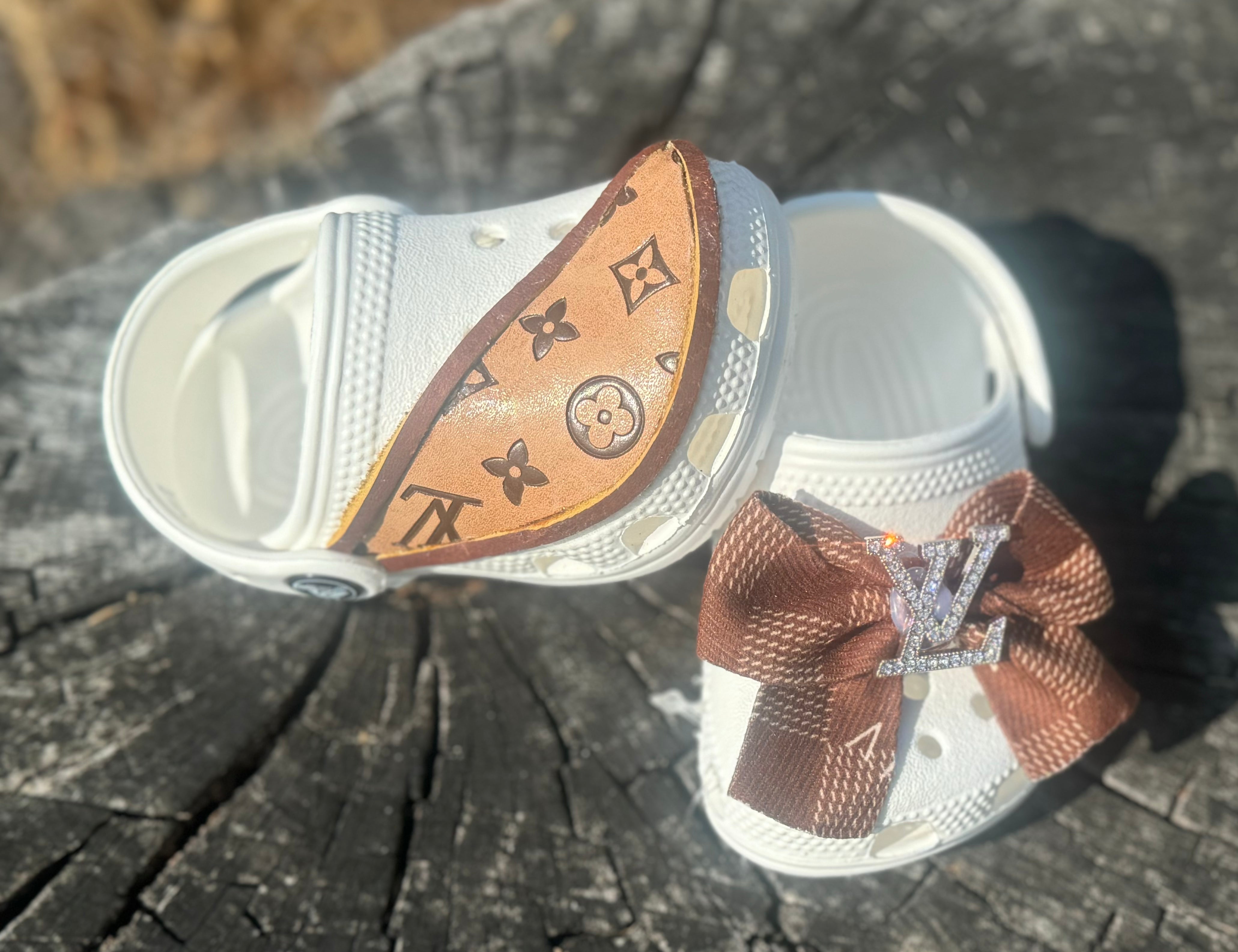 Custom Baby Crocs White LV Design RTS Secondary image