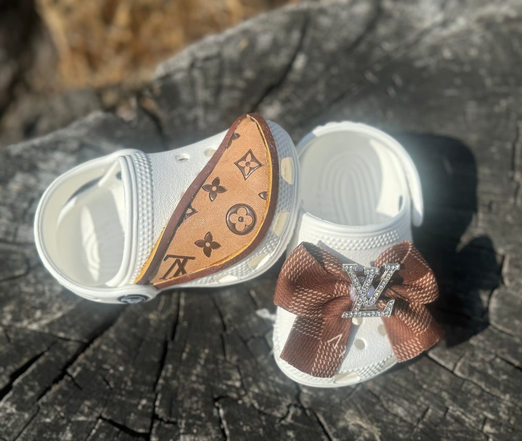 Custom Baby Crocs White LV Design RTS
