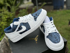 Custom Jordan 1 Low Navy & Dusty Blue Tribal Designs RTS