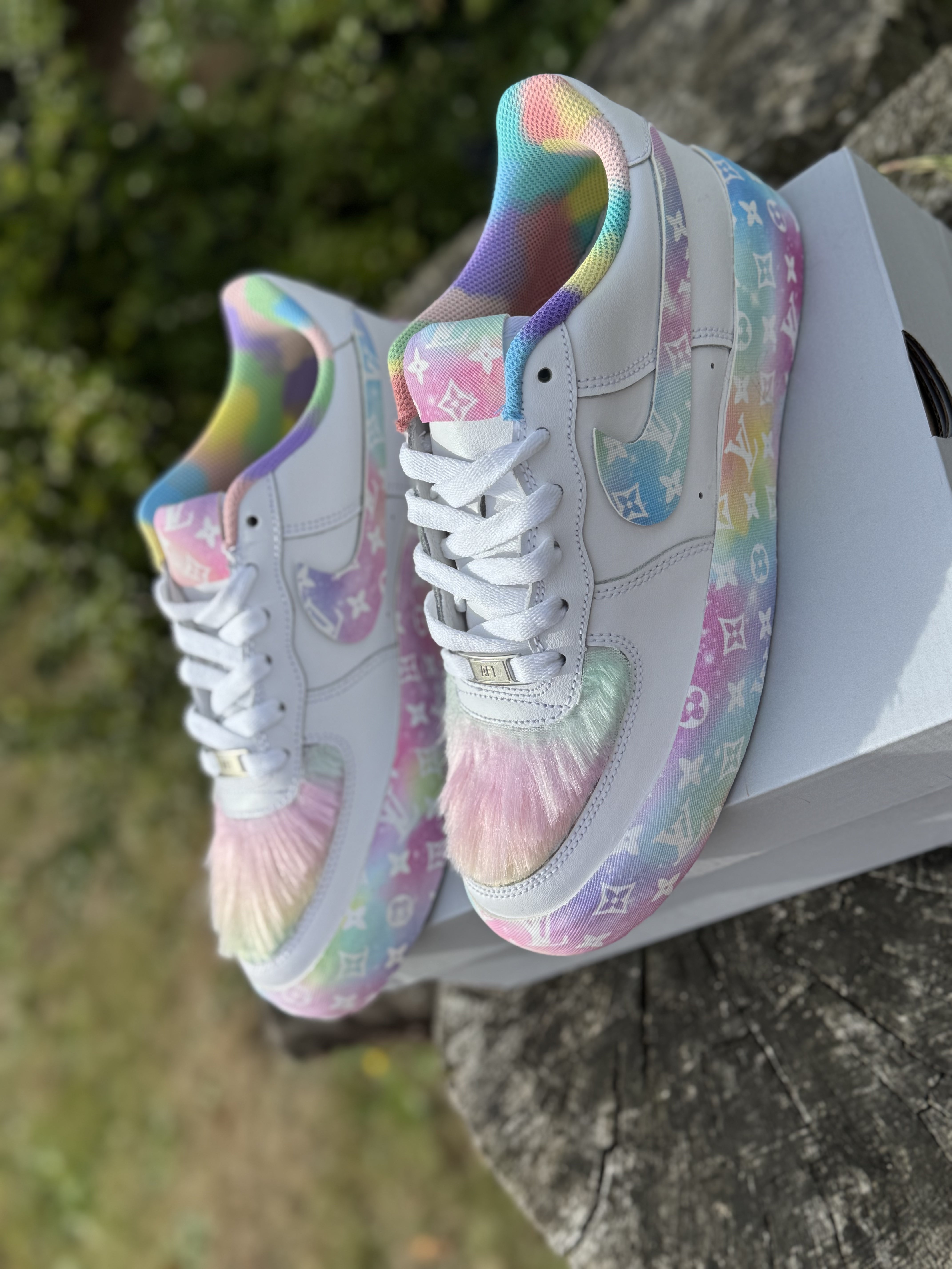 Custom Air Force 1 Pastel LV Ombré w/Fur Designs RTS Main image