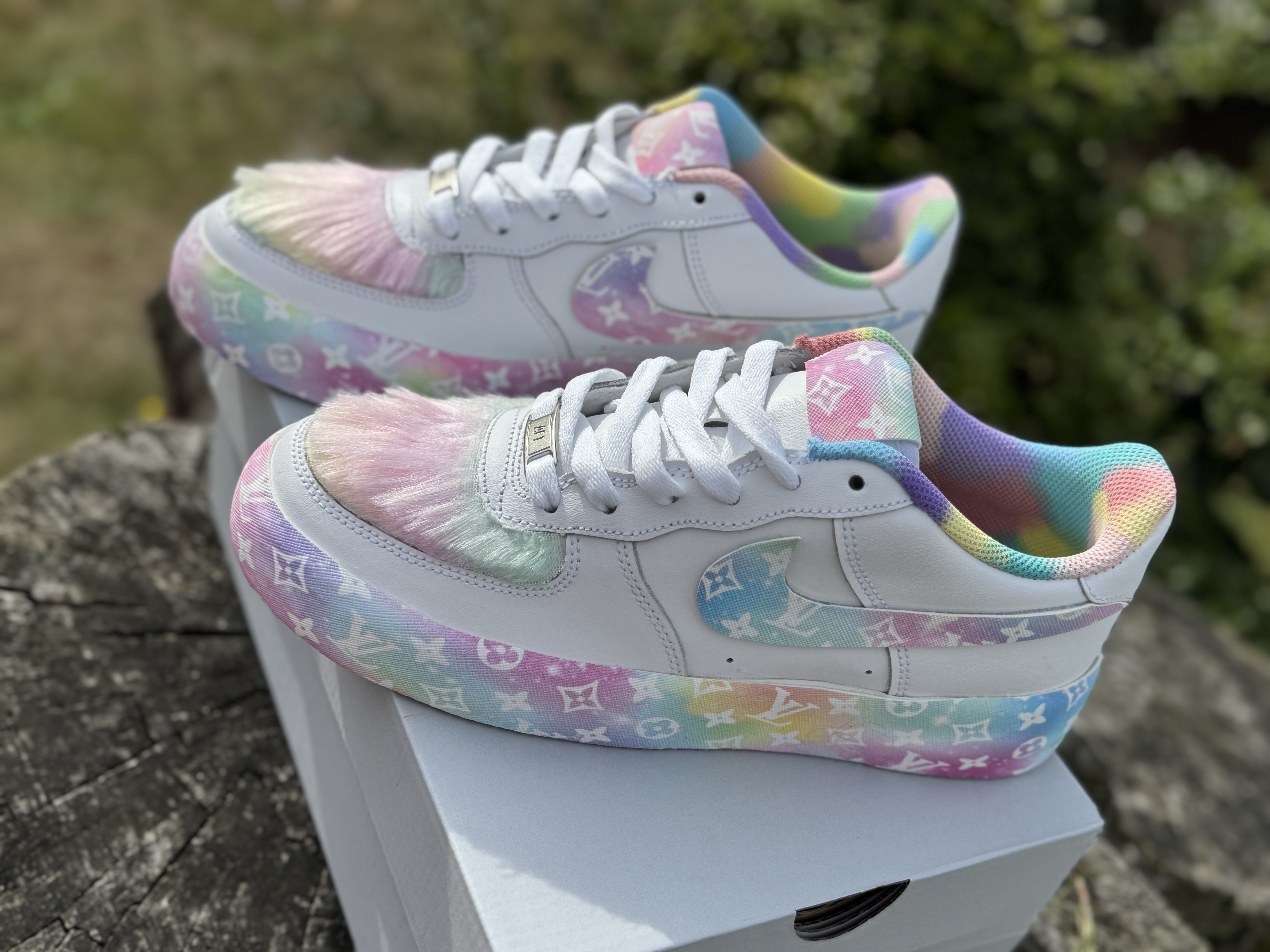 Custom Air Force 1 Pastel LV Ombré w/Fur Designs RTS Secondary image