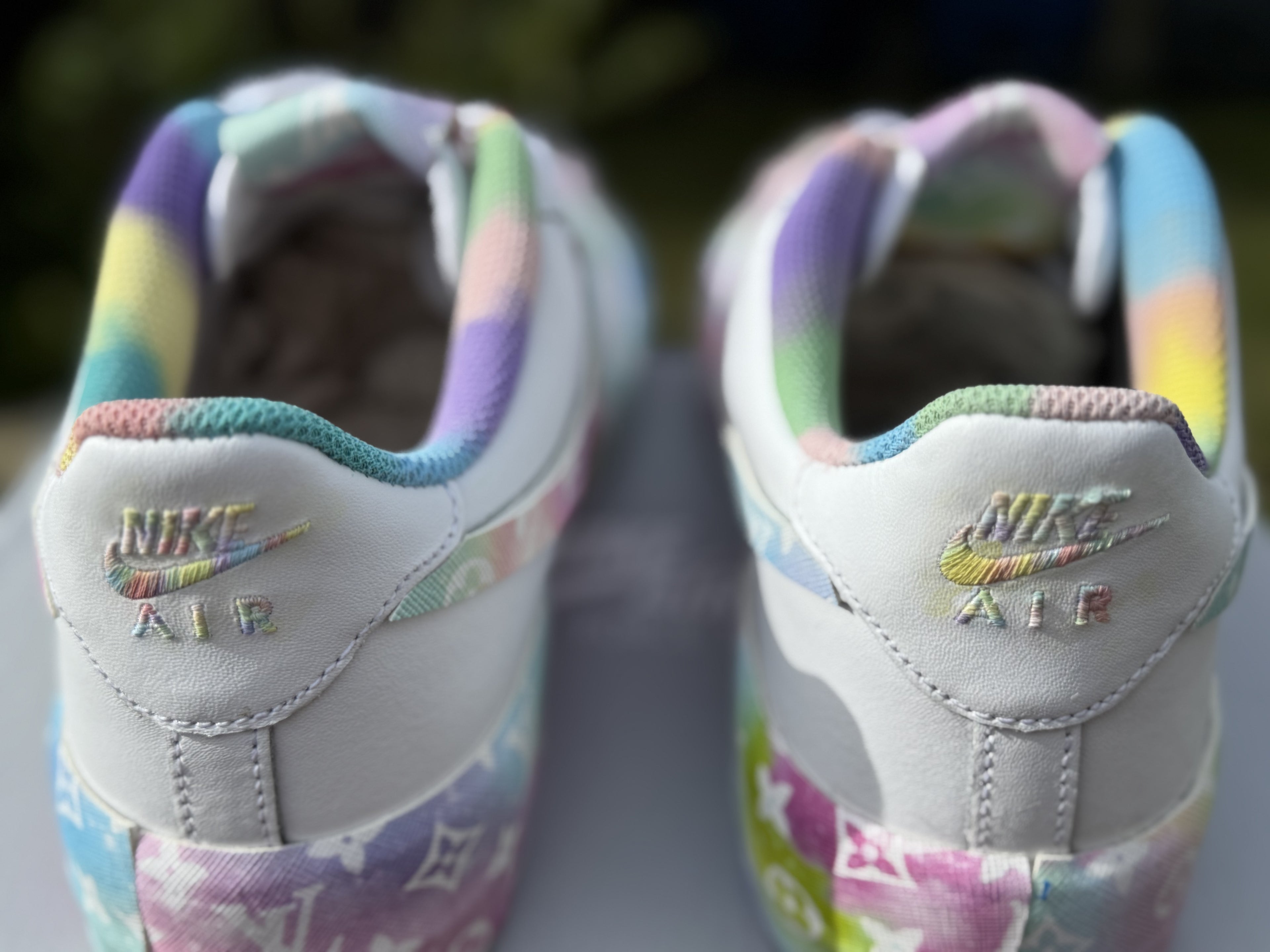 Custom Air Force 1 Pastel LV Ombré w/Fur Designs RTS
