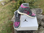 Custom Jordan 1 Mid Pink & Grey Tribal Designs RTS