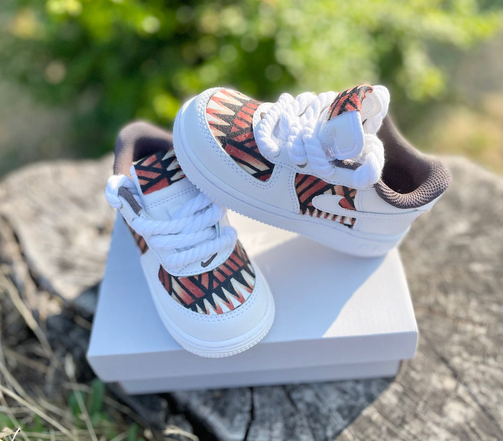 Custom Air Force 1 Brown Poly Designs KIDS 2c-7Y